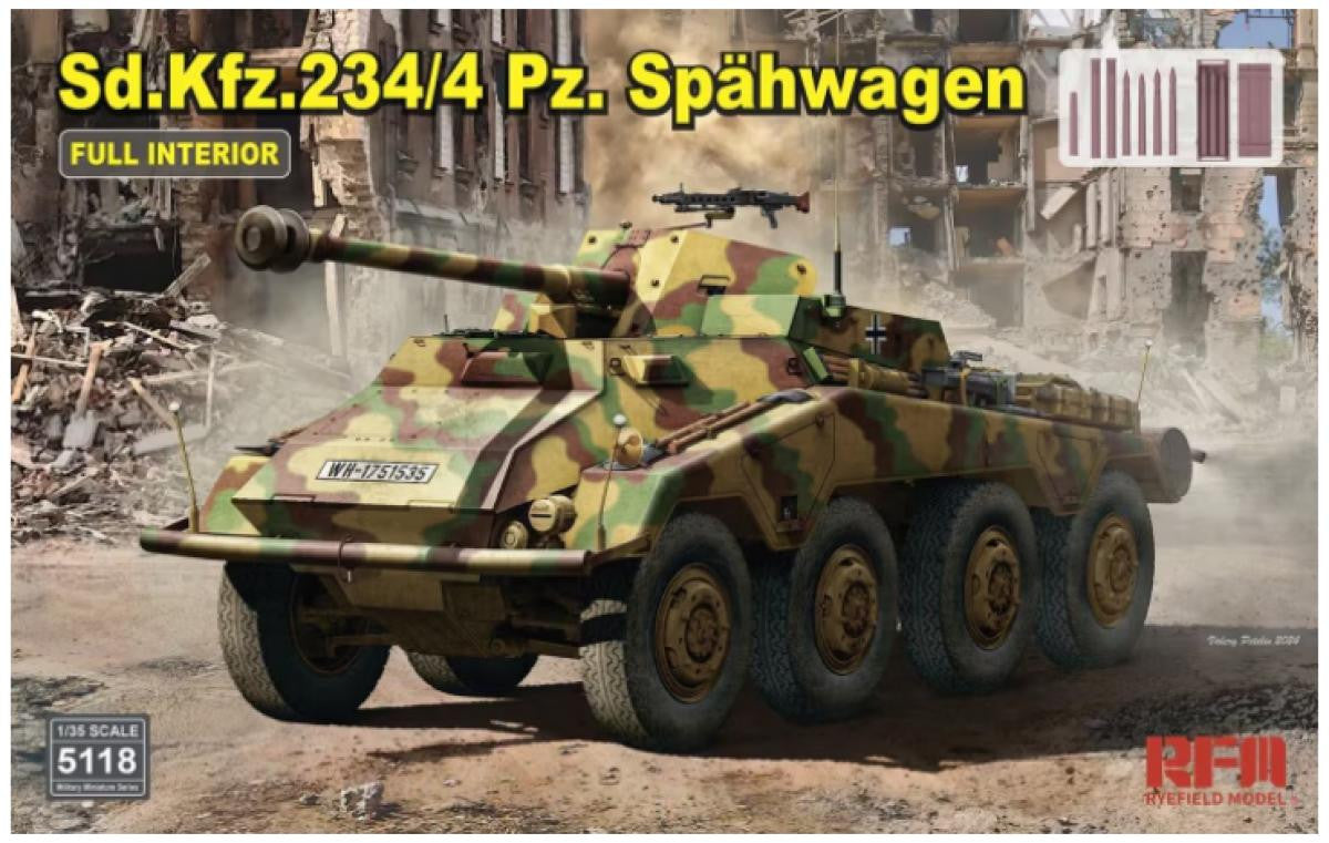 Rye Field Model 1/35 Sd.Kfz.234/4 Panzerspahwagen w/Full Interior 5118